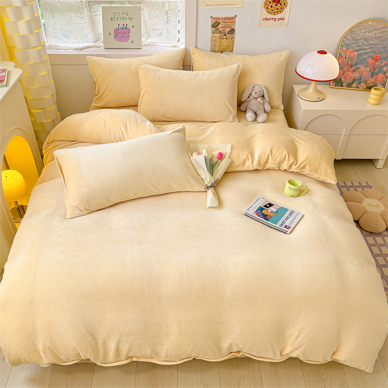 小令造2025新款纯色加厚保暖牛奶绒四件套