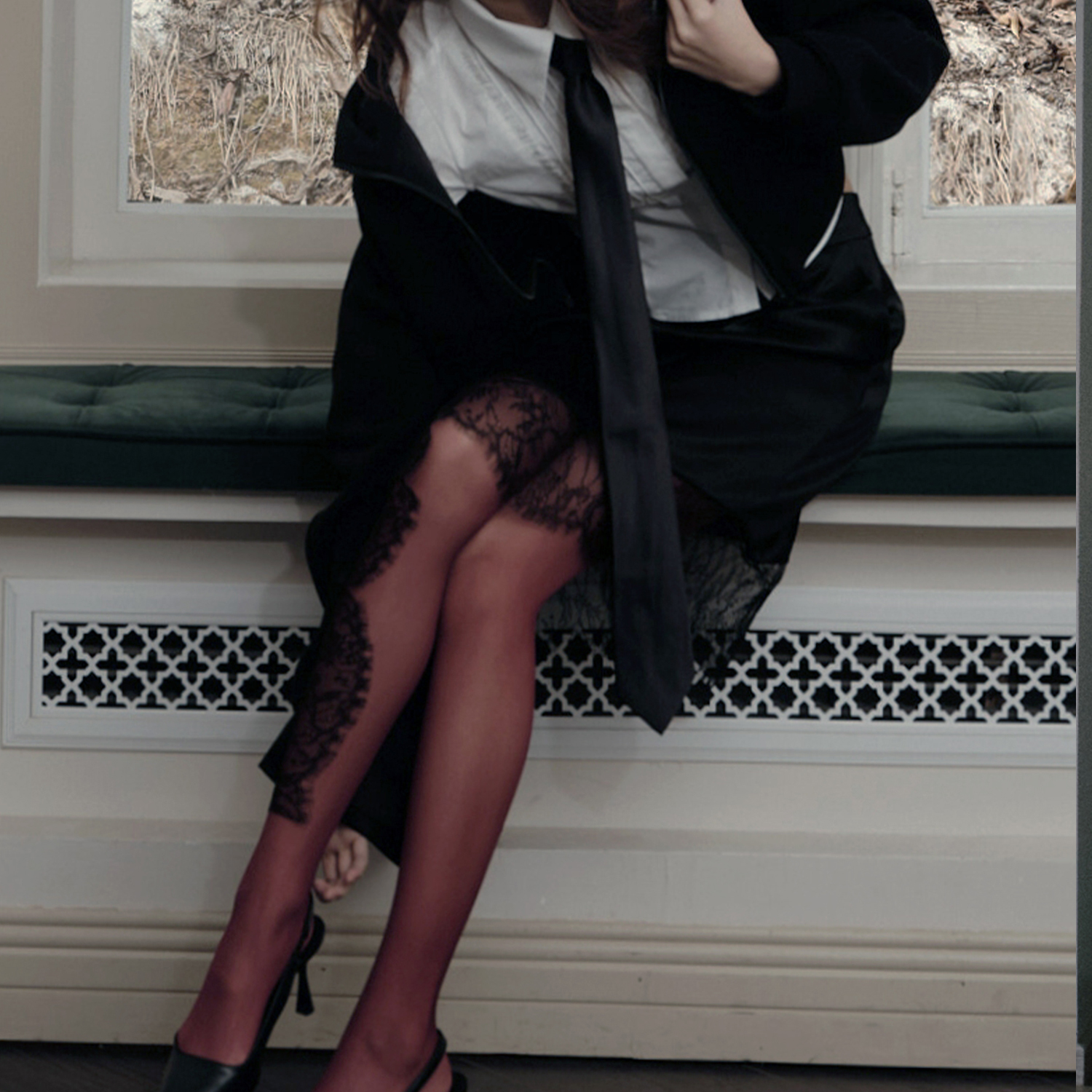 Lecyon/璃颂原创【廓影守恒】法式黑色鱼尾裙蕾丝女半身裙百搭