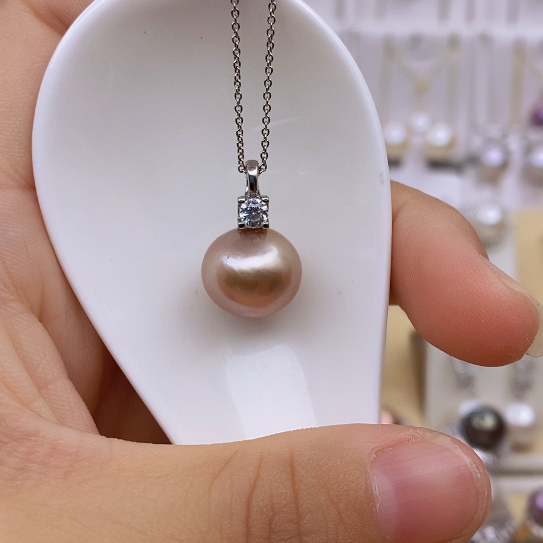 淡水珍珠银S925镶嵌吊坠(赠链)