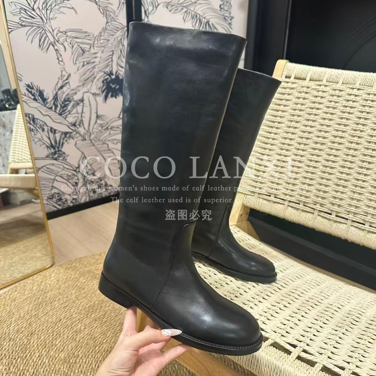 【EVENINGBREEZE】优雅气质真皮长筒靴时尚英伦风弹力软底25CX650LX