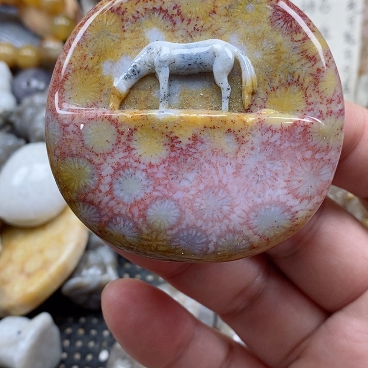 颈饰未镶嵌硅化珊瑚（珊瑚玉）