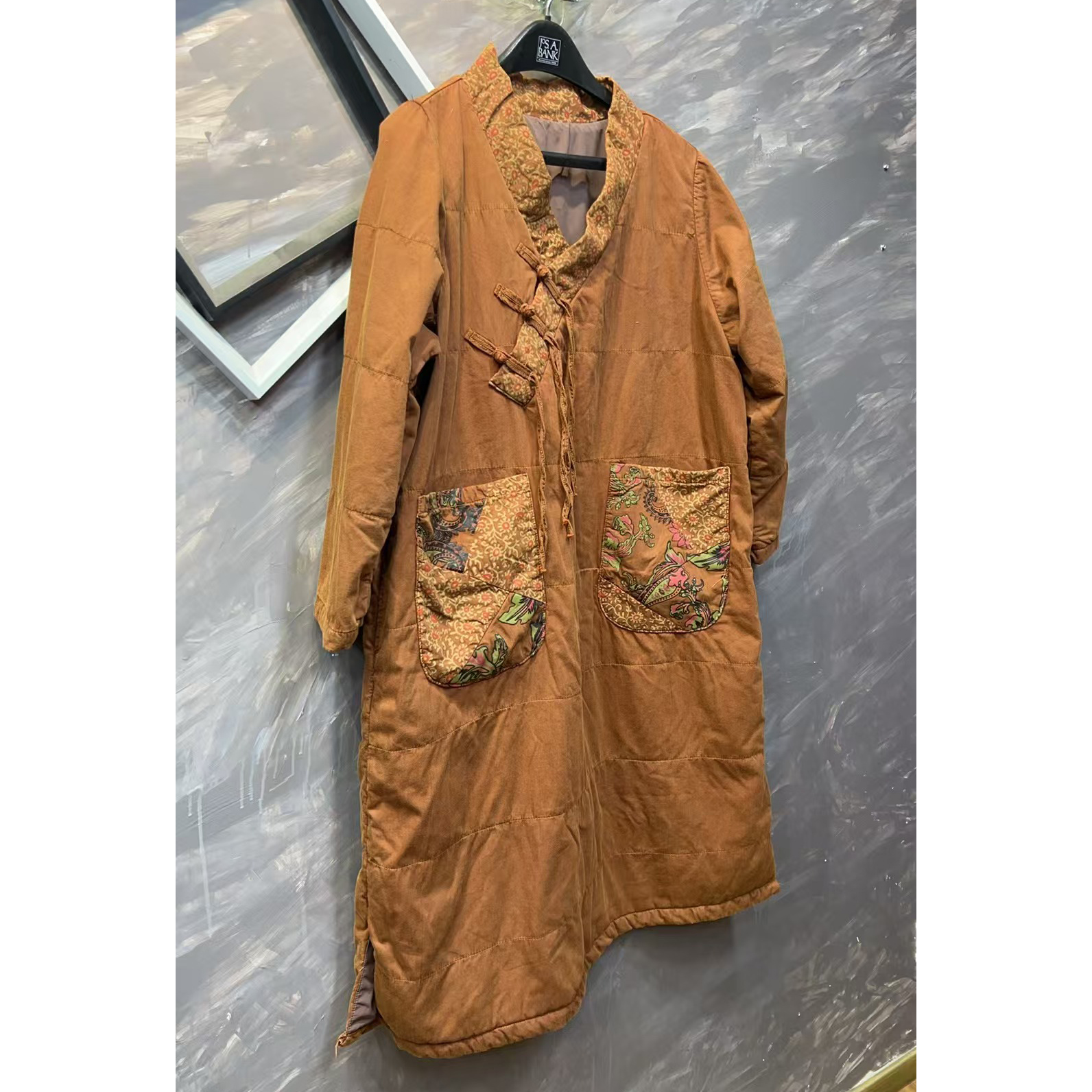 念北穿搭做旧水洗印花拼接中式棉麻复古中国风袍子连衣裙