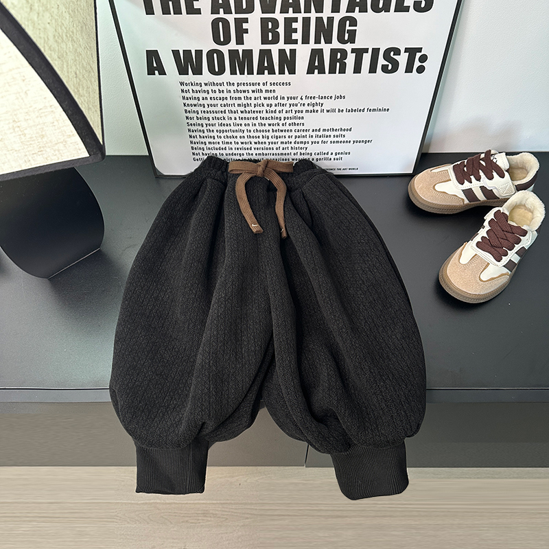 SCBEBE儿童休闲裤冬季2024新款男童贴标纯色束脚保暖裤子CK006