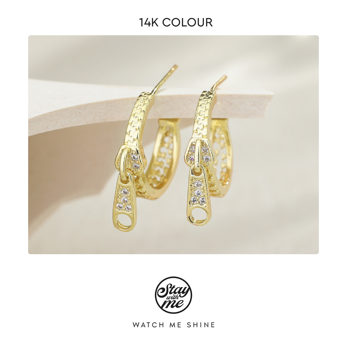 STAY WITH ME 铜合金合成锆石耳饰 小众设计p0590耳环