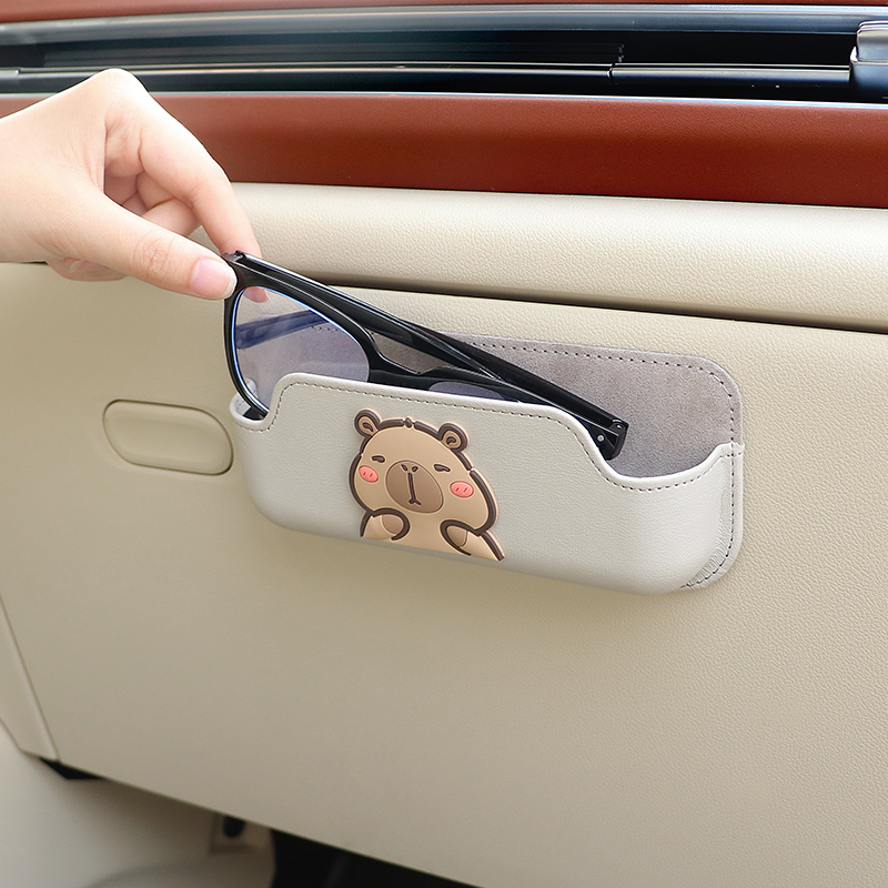 车载眼镜盒遮阳板墨镜夹汽车内粘贴式主驾副驾太阳镜收纳盒多功能