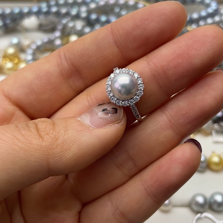 海水珍珠戒指银S925镶嵌