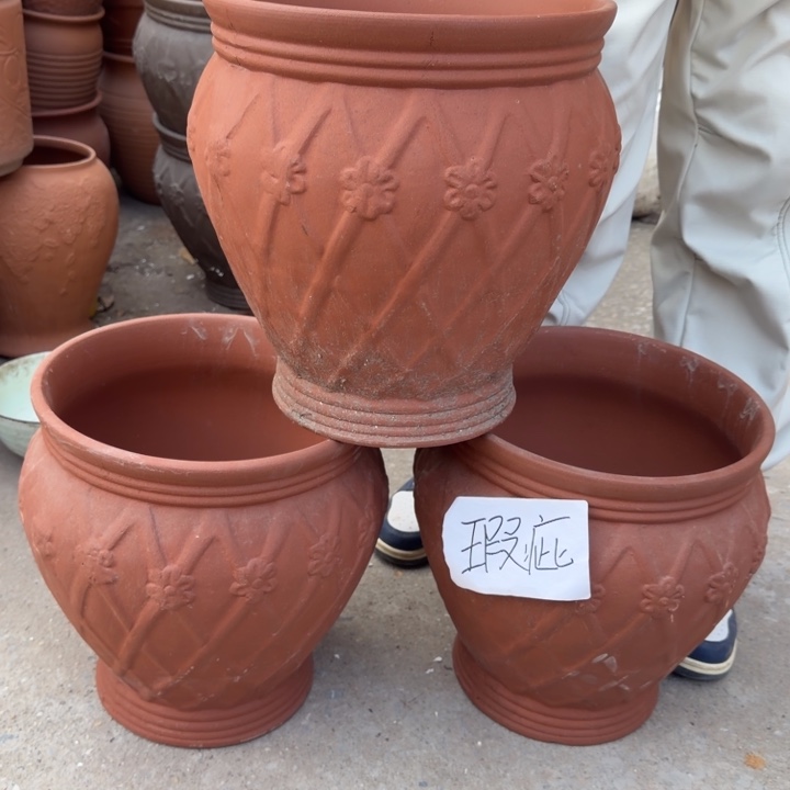 紫砂花盆口28高30宜兴紫砂底部瑕疵花泥