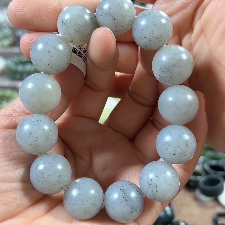 和田玉手链未镶嵌新疆青花卡18