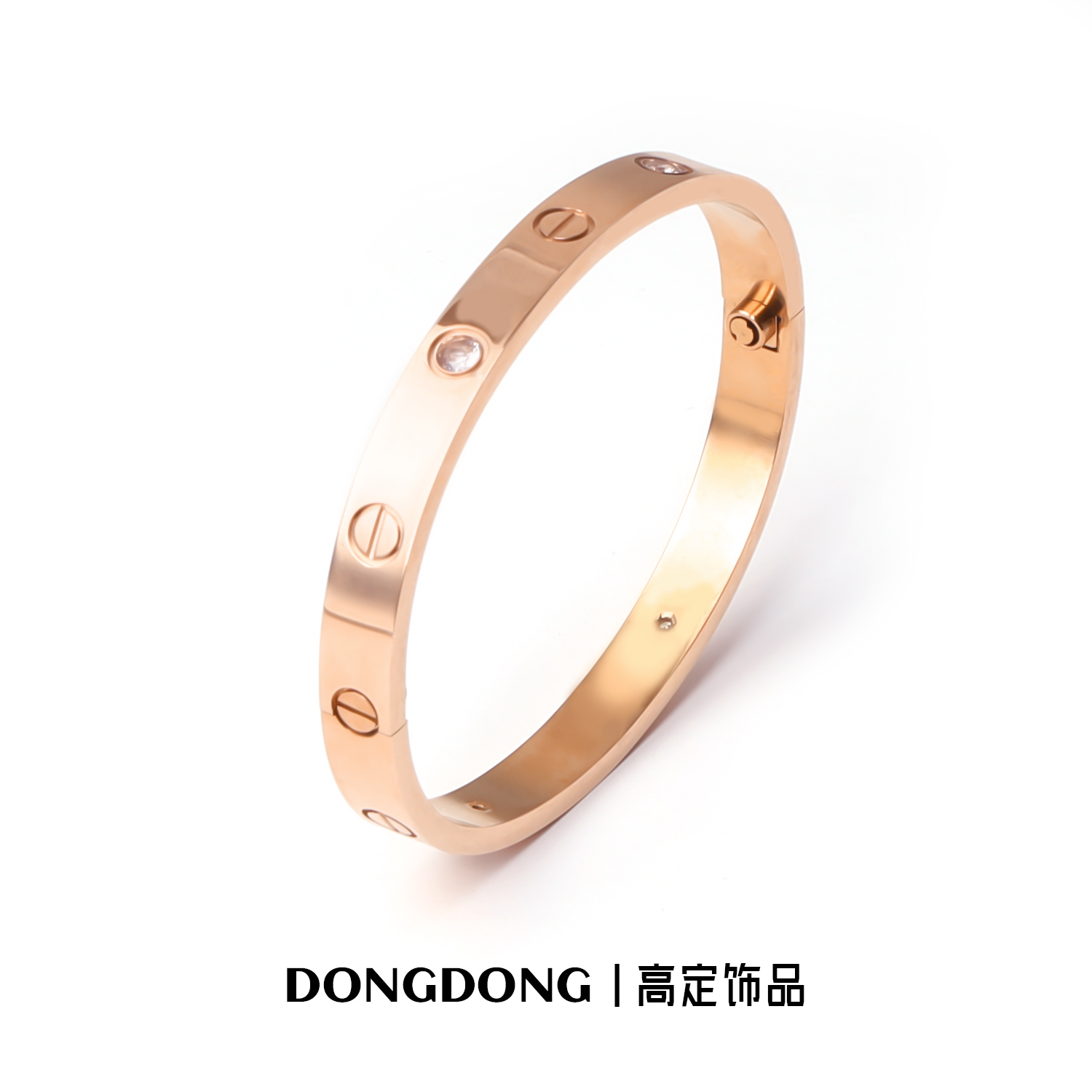 铜合金合成锆石手镯 DONGDONG高定饰品 镀k金复古轻奢简约手镯