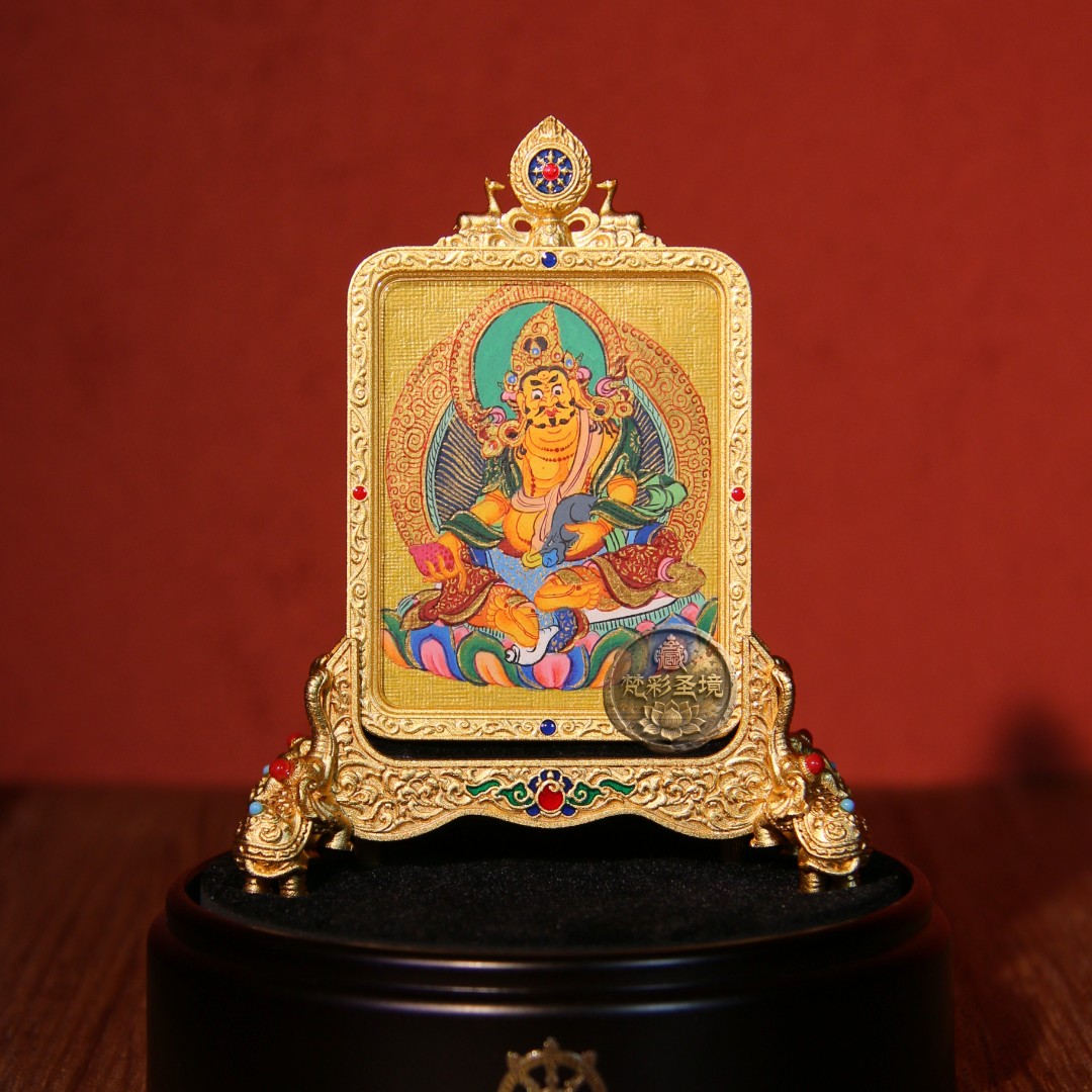 纯手绘唐卡-黄财神（纯手工金唐）