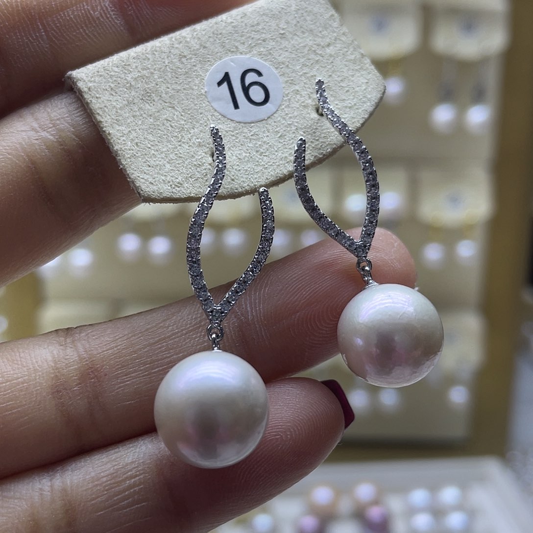 淡水珍珠耳饰银S925镶嵌