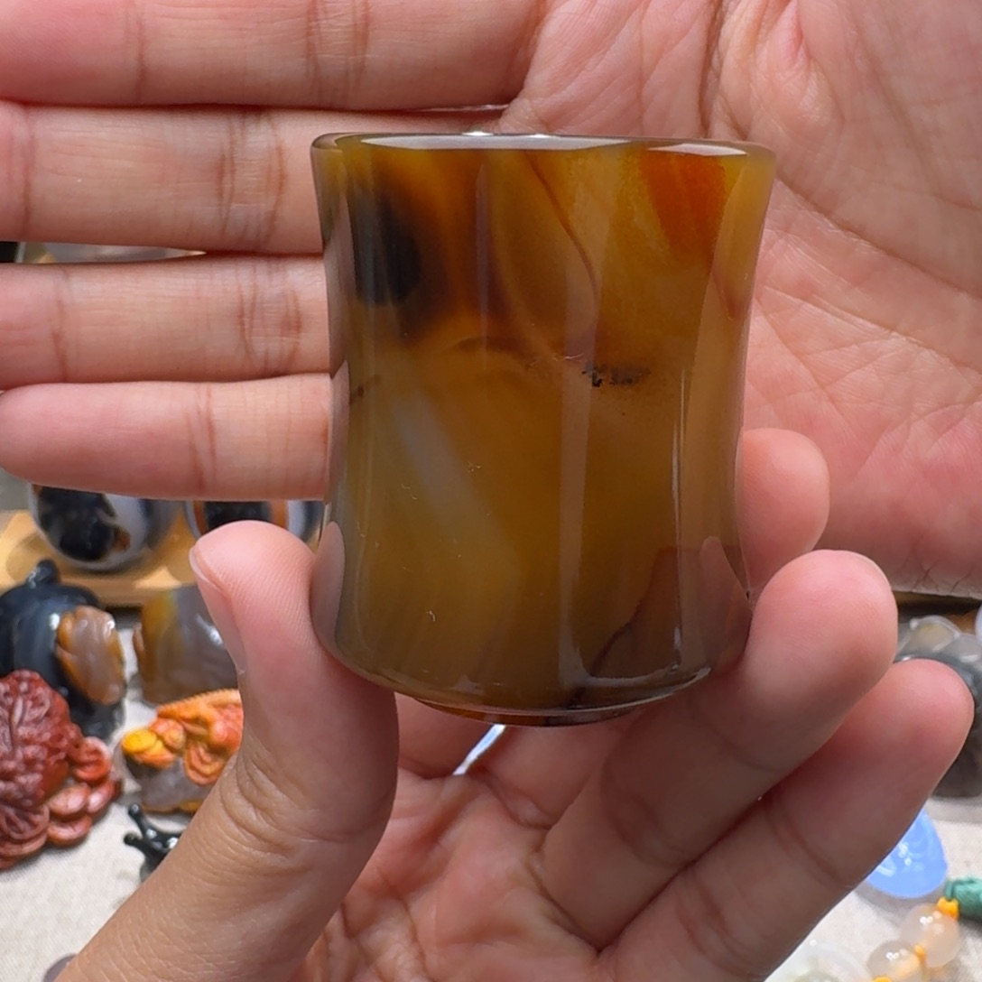 玛瑙/玉髓玛瑙茶杯30毫升未镶嵌