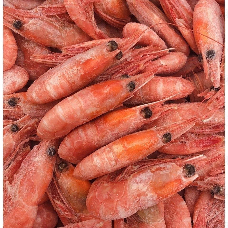 80-100中大号头籽北极甜虾 格陵兰北极虾熟冻冷冻冰虾有海藻头