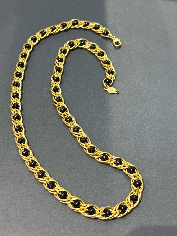 铜合金玻璃项链 Vintage Napier黑金项链