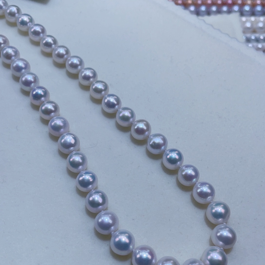 淡水珍珠银S925镶嵌颈饰冷白炫彩9-10m