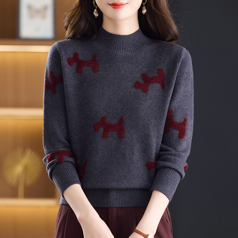 冬季新款半高领时尚洋气内搭宽松显瘦女士针织衫打底衫