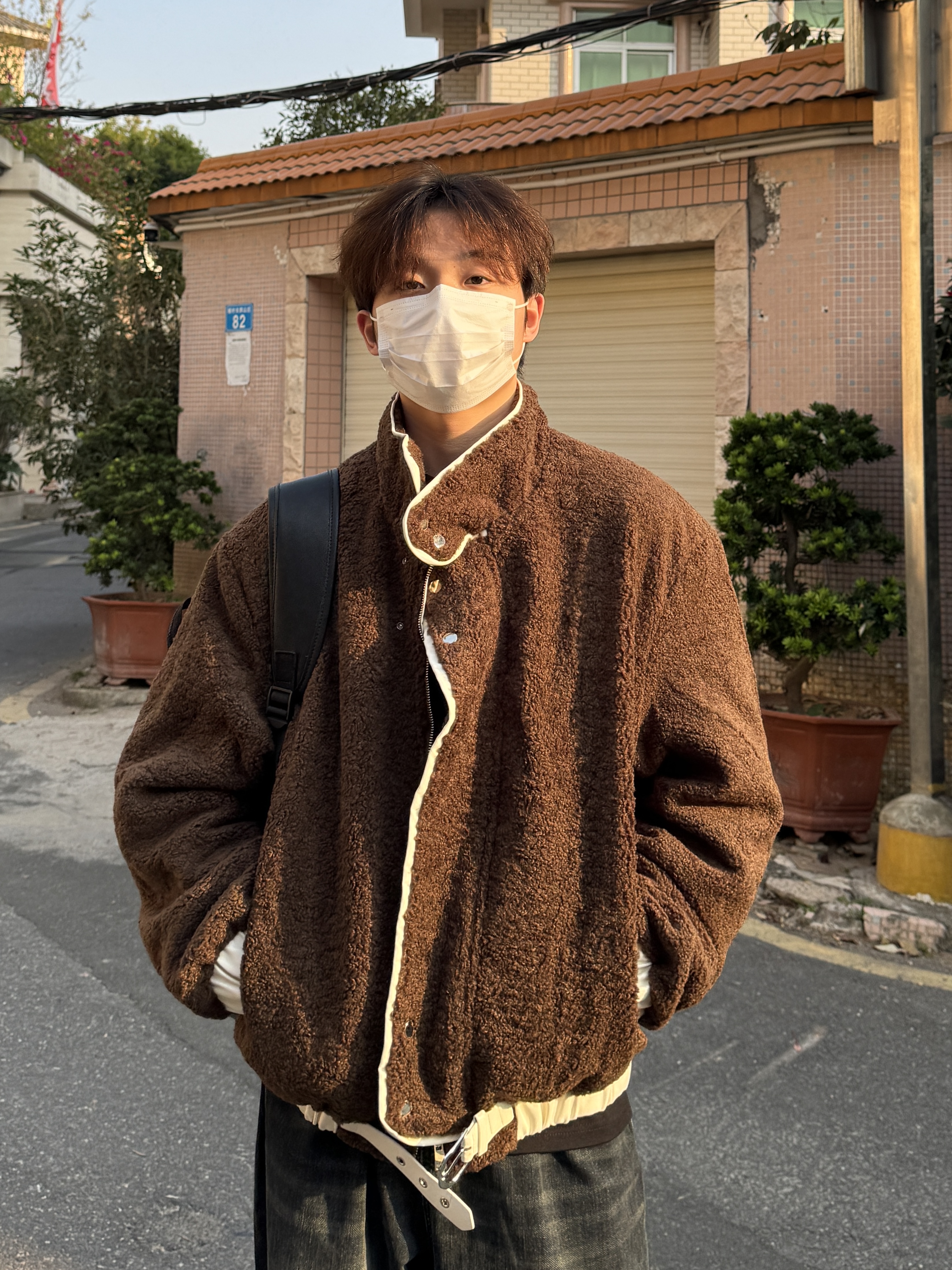 清仓！秋冬复古羊羔毛百搭保暖加厚毛呢宽松高级感夹克棉服外套