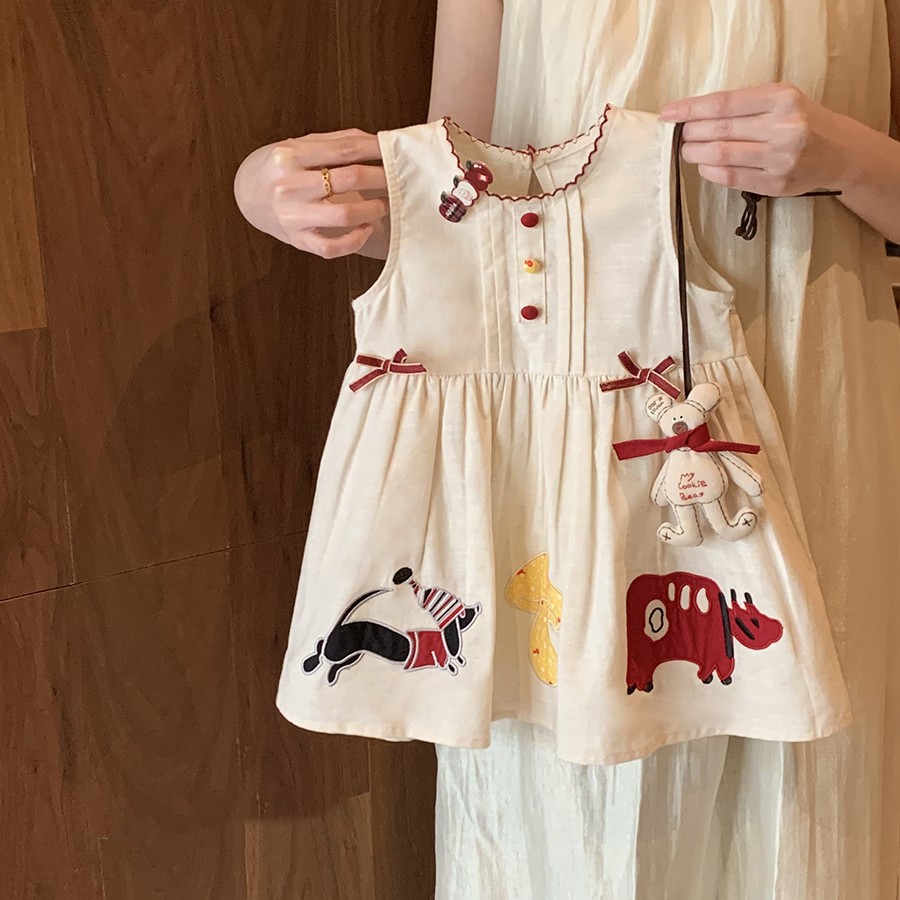 小童女宝宝洋气时髦连衣裙可爱背心裙夏季女童度假连衣裙2025新款