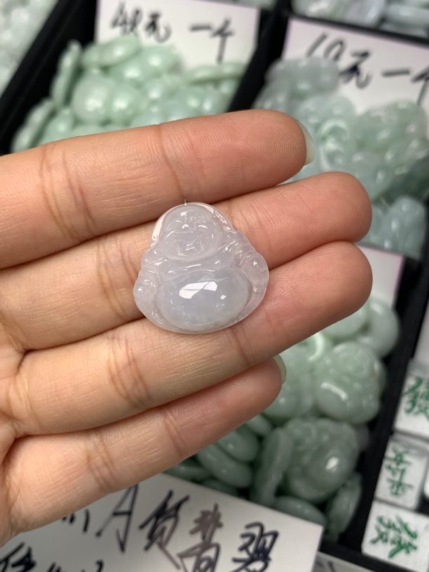 天然翡翠佛公吊坠