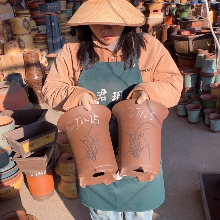 紫砂花盆盆栽植物花盆