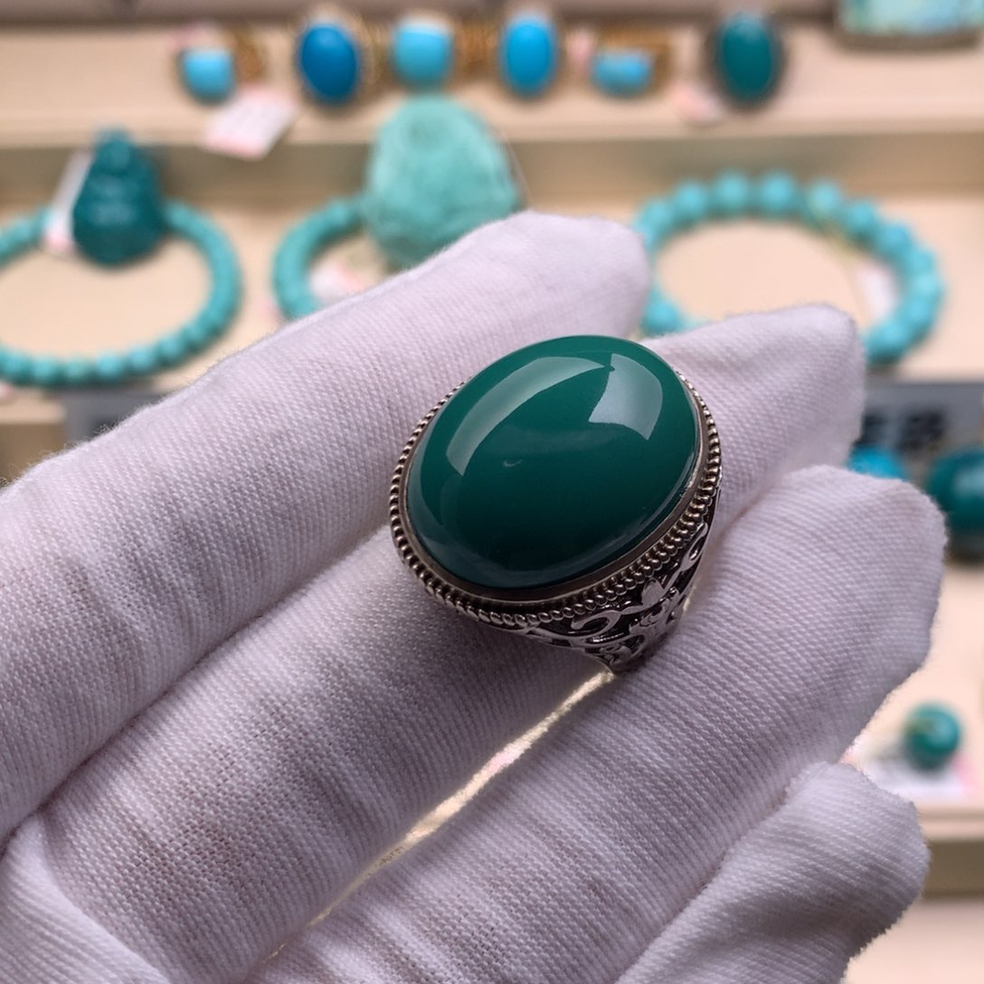 龙***T银S925镶嵌绿松石珠宝奇石