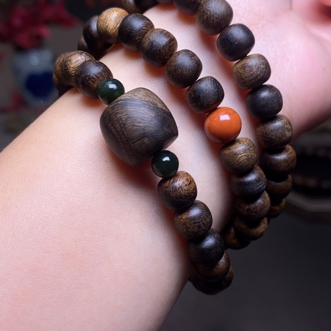 沉香手串越南芽庄瘤疤紫棋楠0.6✖️0.8➕配饰