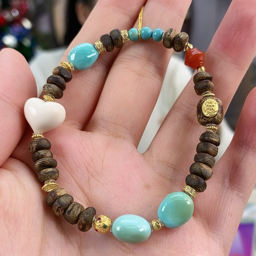 绿松石银S925镀金镶嵌珠宝奇石