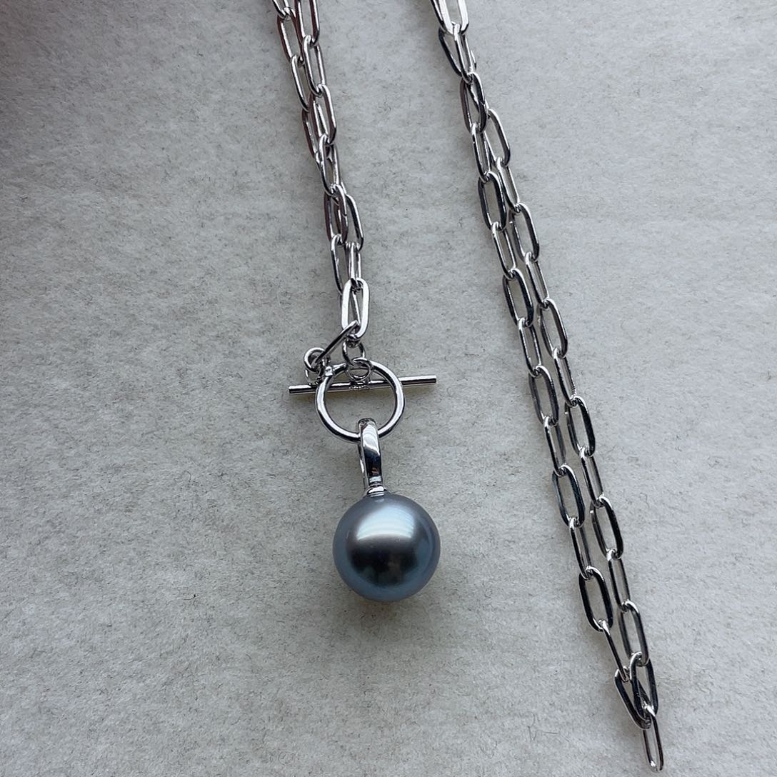 海水珍珠套链114银S925镶嵌