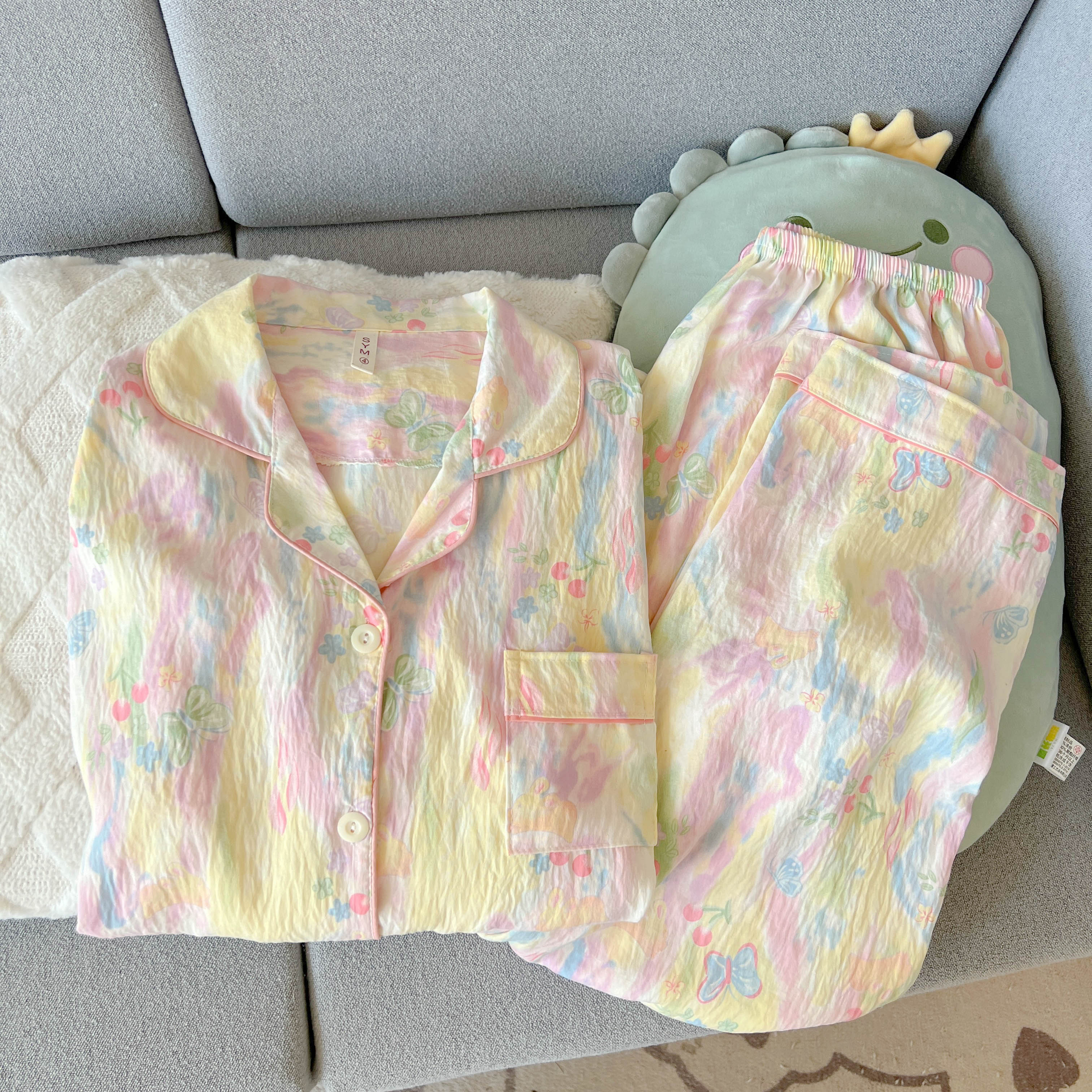 长袖长裤翻领睡衣女春秋季长袖甜美可爱卡通家居服开衫套装3606