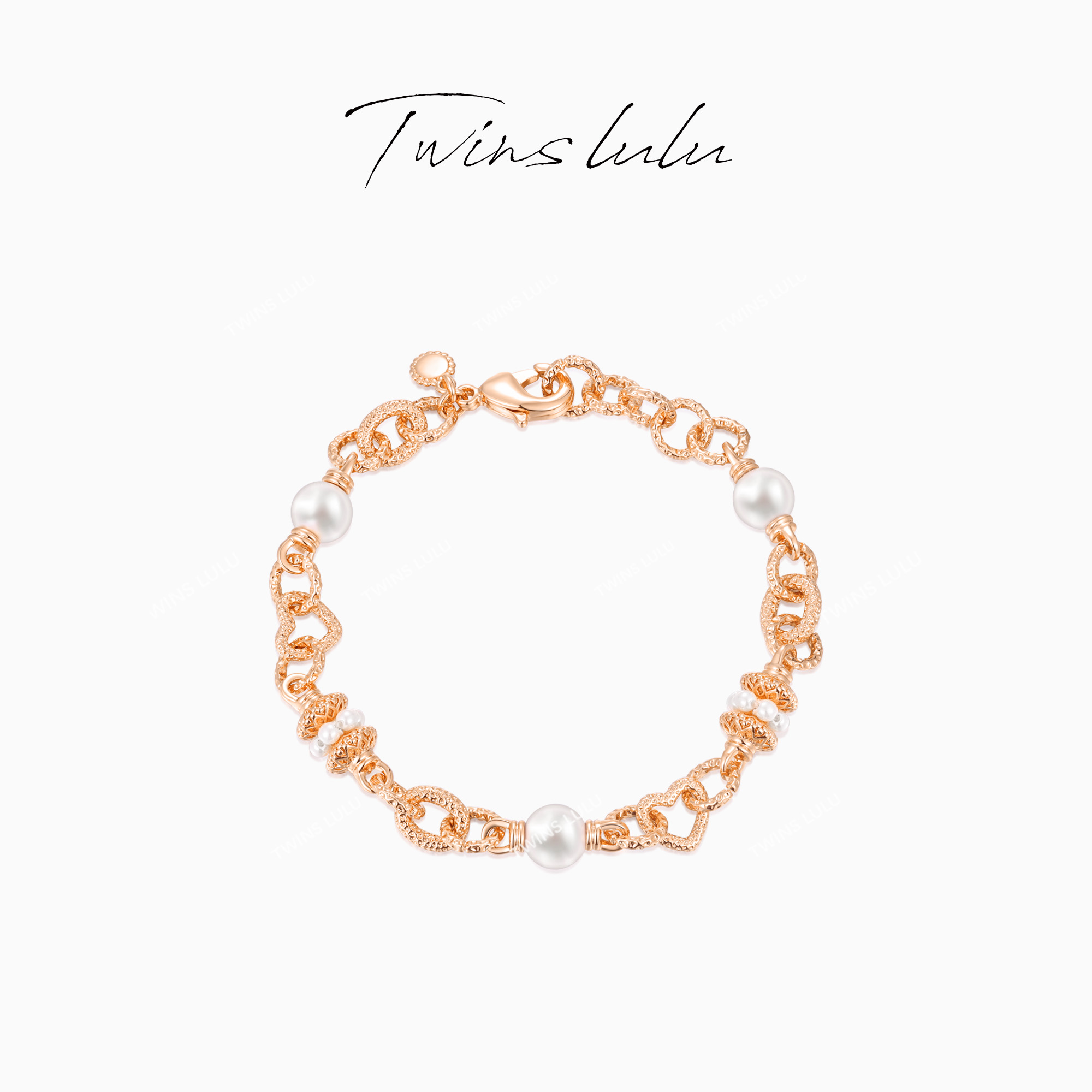TWINS LULU镀k金轻奢气质时尚小众爱心珠珠手链女神节礼物TSS7777