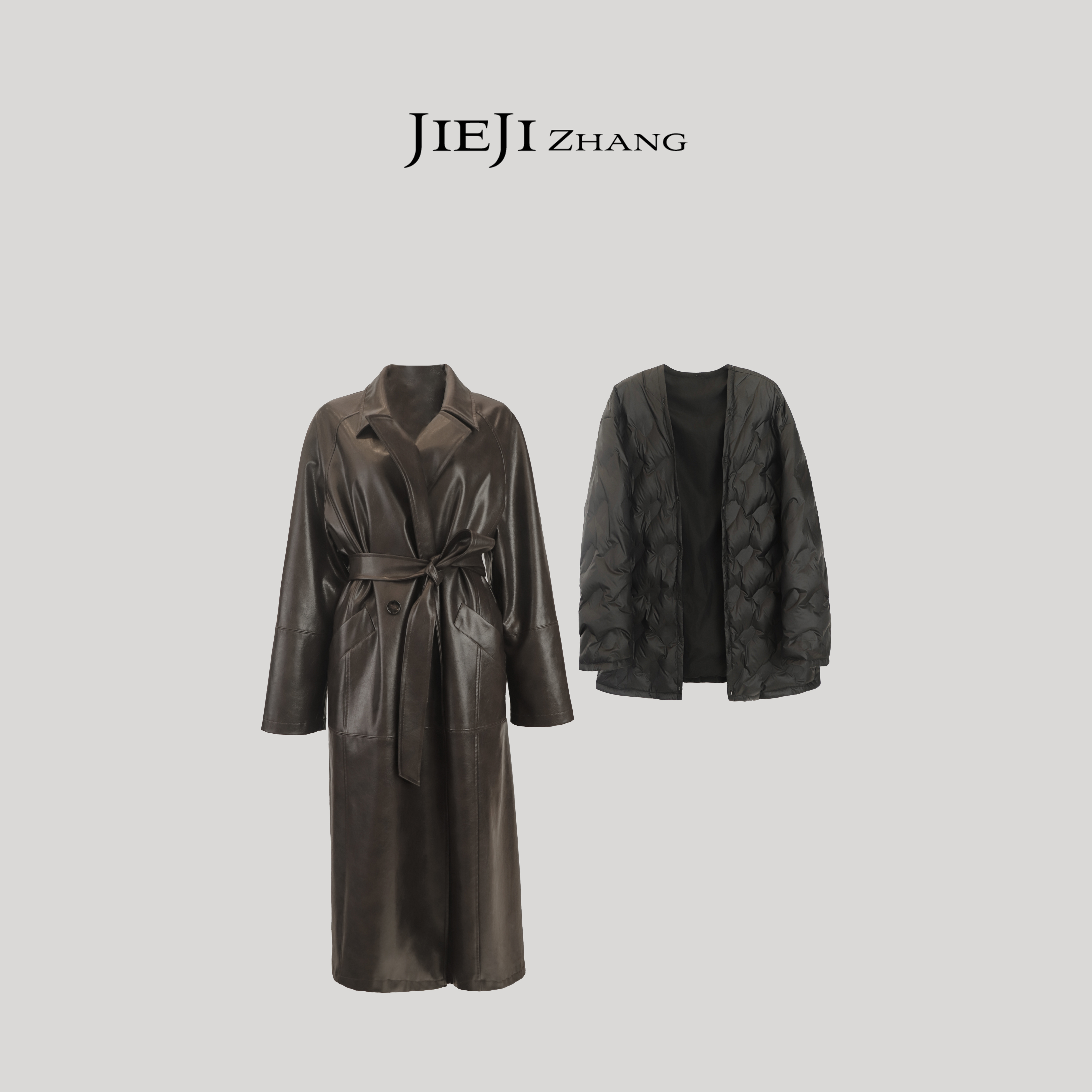 【JIEJI ZHANG】高级定制秋冬时尚百搭长款两件套鹅绒服351377