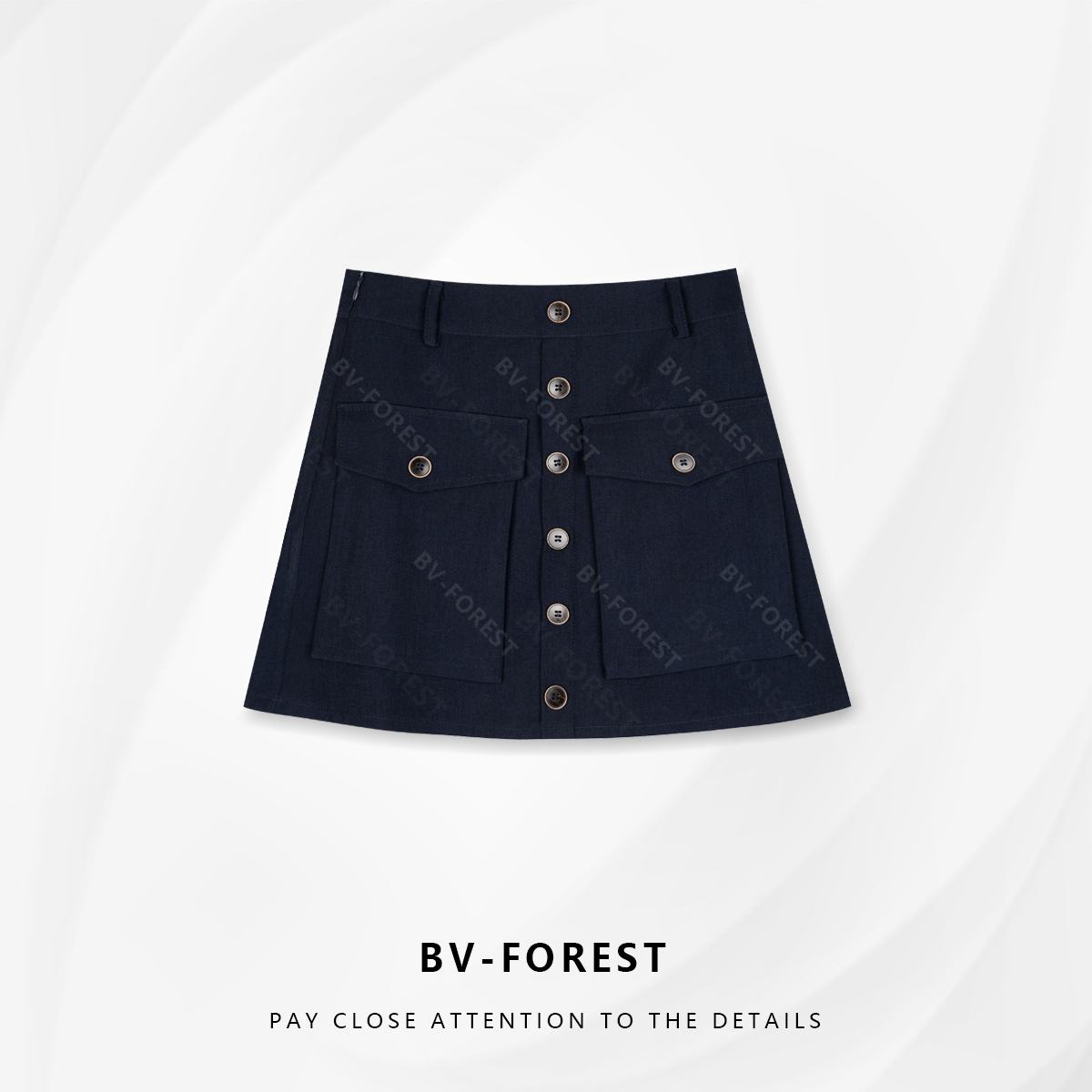 BV-FOREST“纽扣雅裙”秋季新款度假风休闲百搭半身裤裙BV-B0464