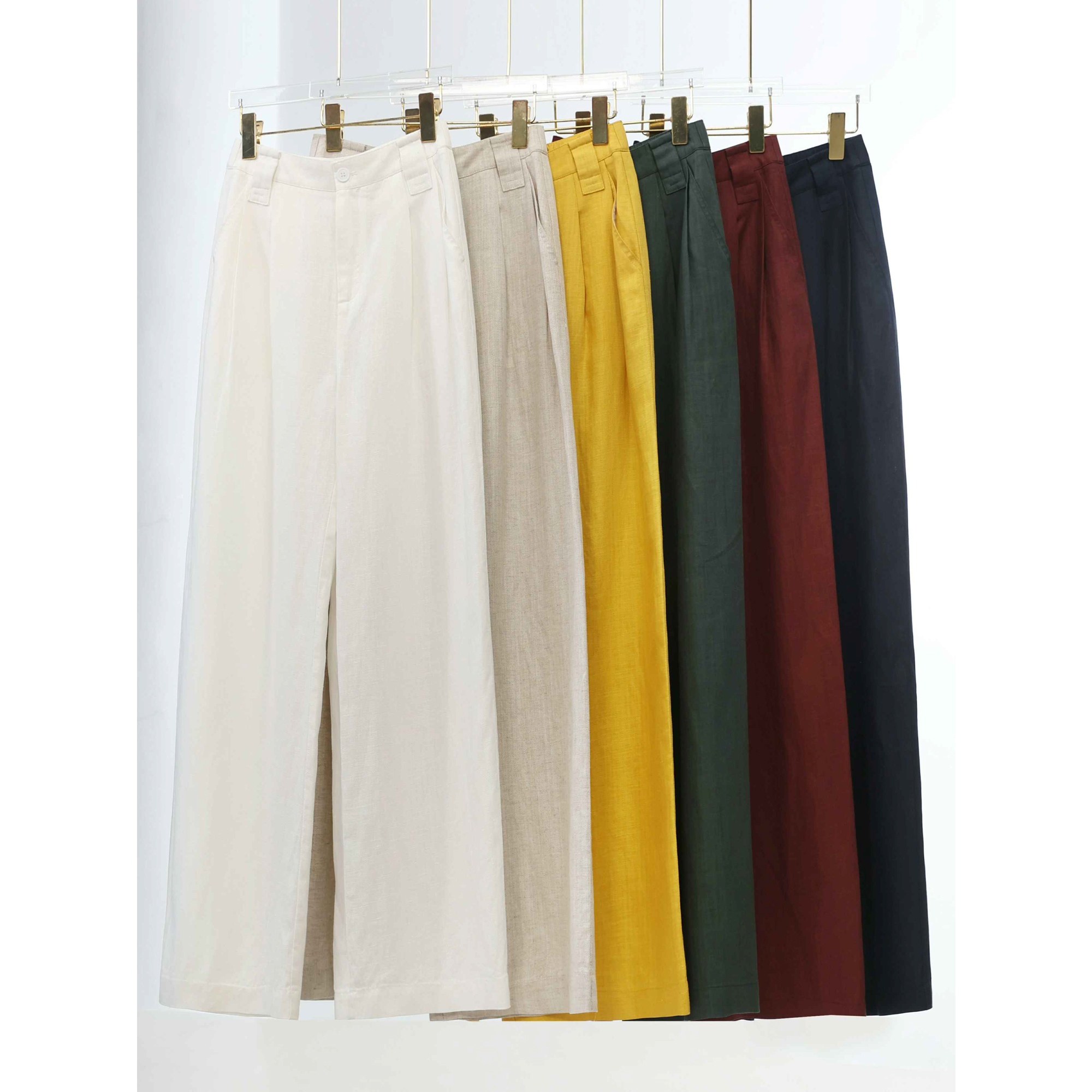 亚麻裤2025春装新款香蕉裤直筒阔腿裤斜纹松紧腰显瘦宽松长裤女