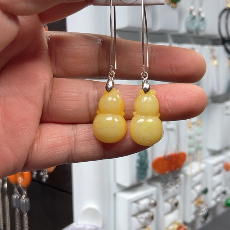 【闪购商品】翡翠耳饰银S925镶嵌优化耳饰