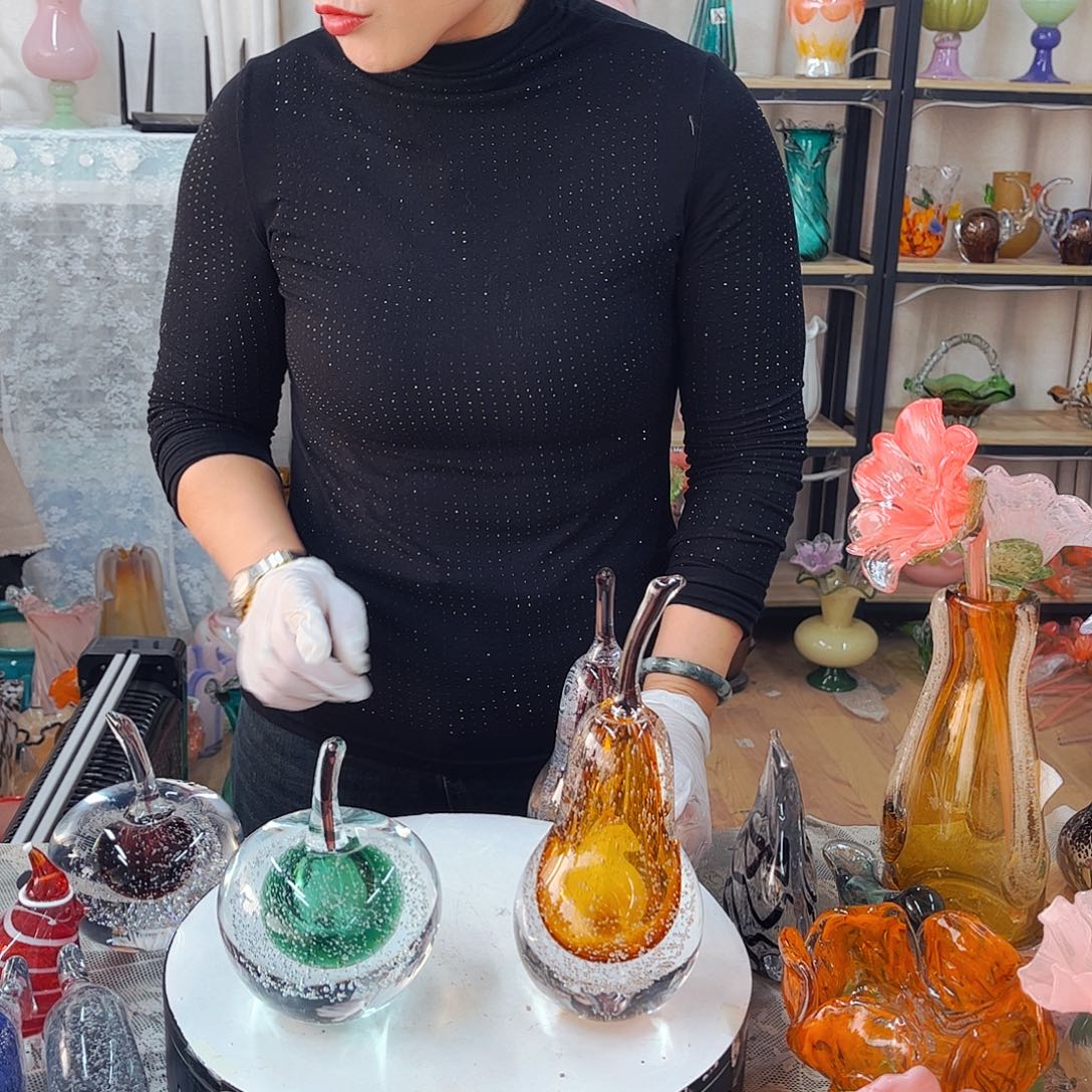 苹果梨一对 福利家悦琉璃品