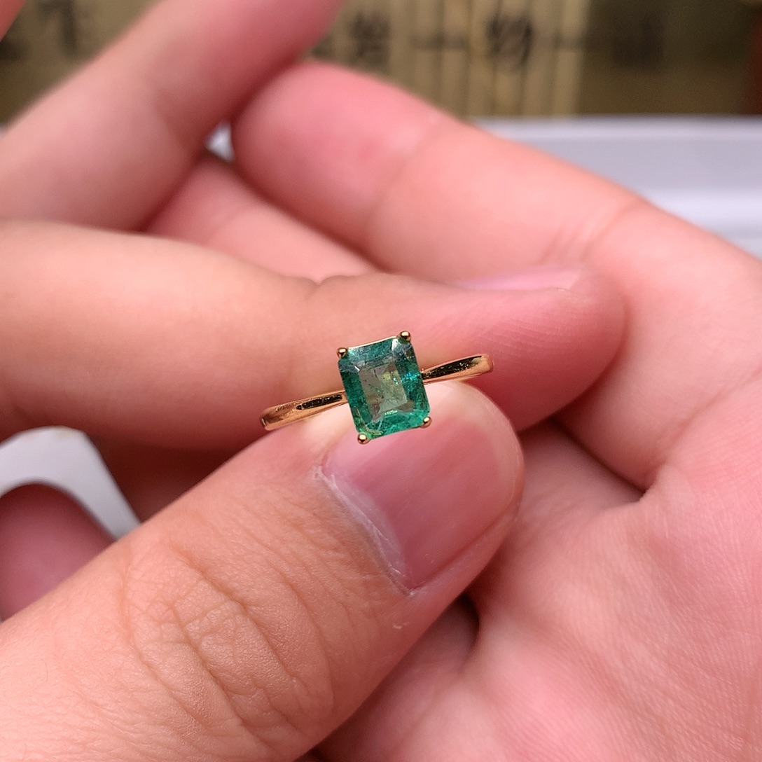 祖母绿戒指银S925镶嵌