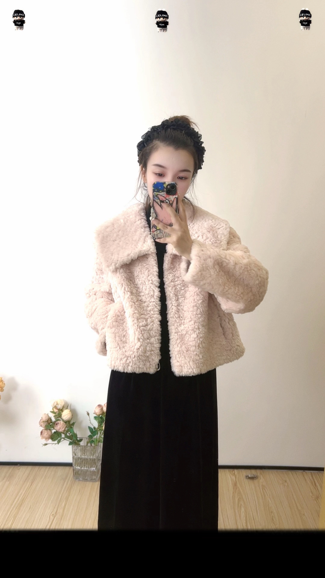 2025冬新款拉链海军领防风短款轻熟风女士ins皮毛一体冬季短外套