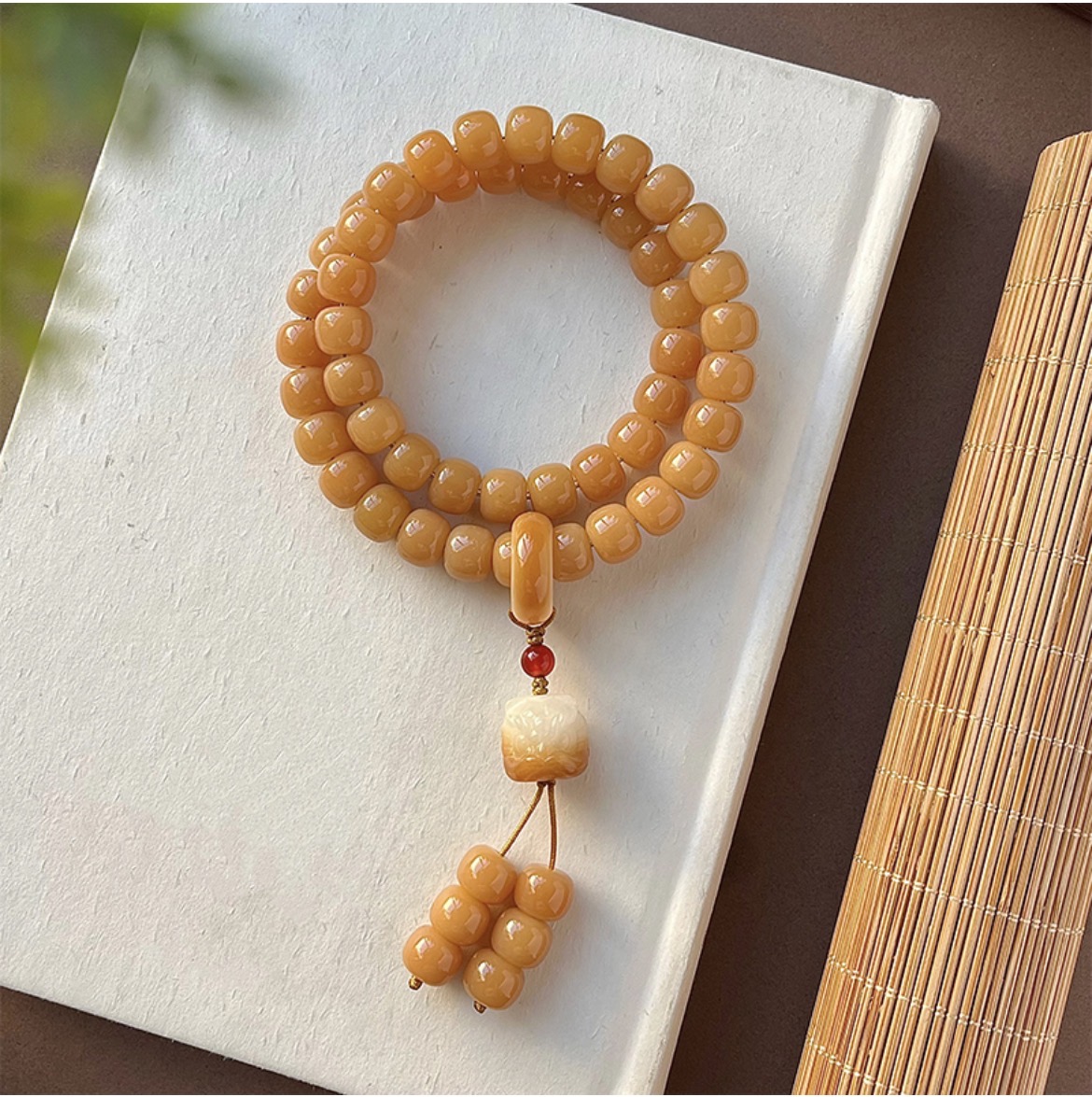 【醒狮】天然风化菩提根手持54颗精工手串男女文玩菩提根醒狮吊坠