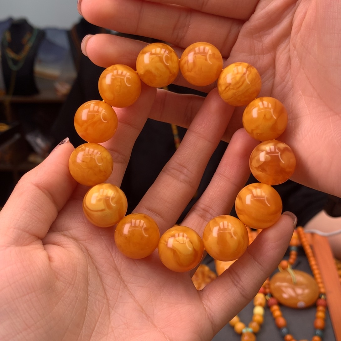 蜜蜡手串未镶嵌天然