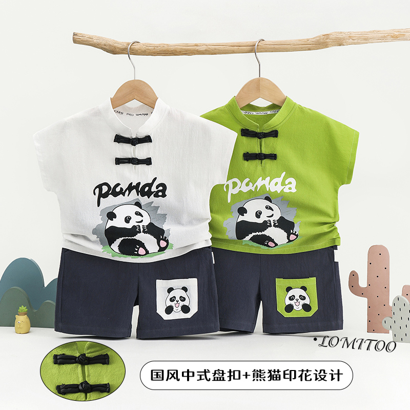 【青货福利】2025夏季新款国风熊猫套装中式复古套装 4Z073