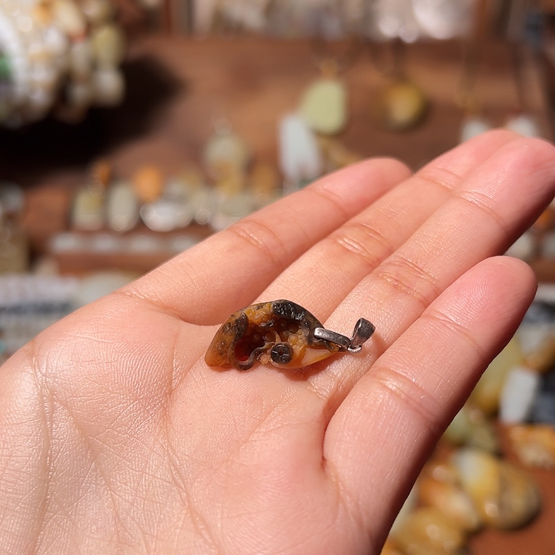 和田玉颈饰银S925镶嵌不*气