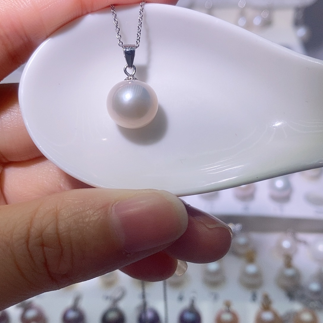 淡水珍珠吊坠(赠链)银S925镶嵌尺寸11/12毫米