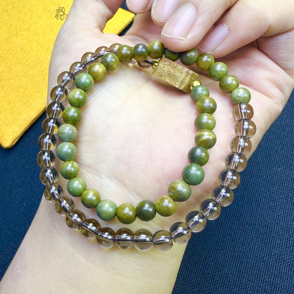 绿檀木 双圈百搭手串 