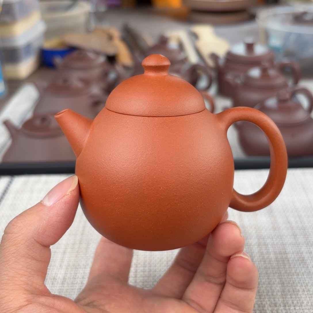 紫砂茶壶微瑕半手工小红泥龙蛋壶150cc