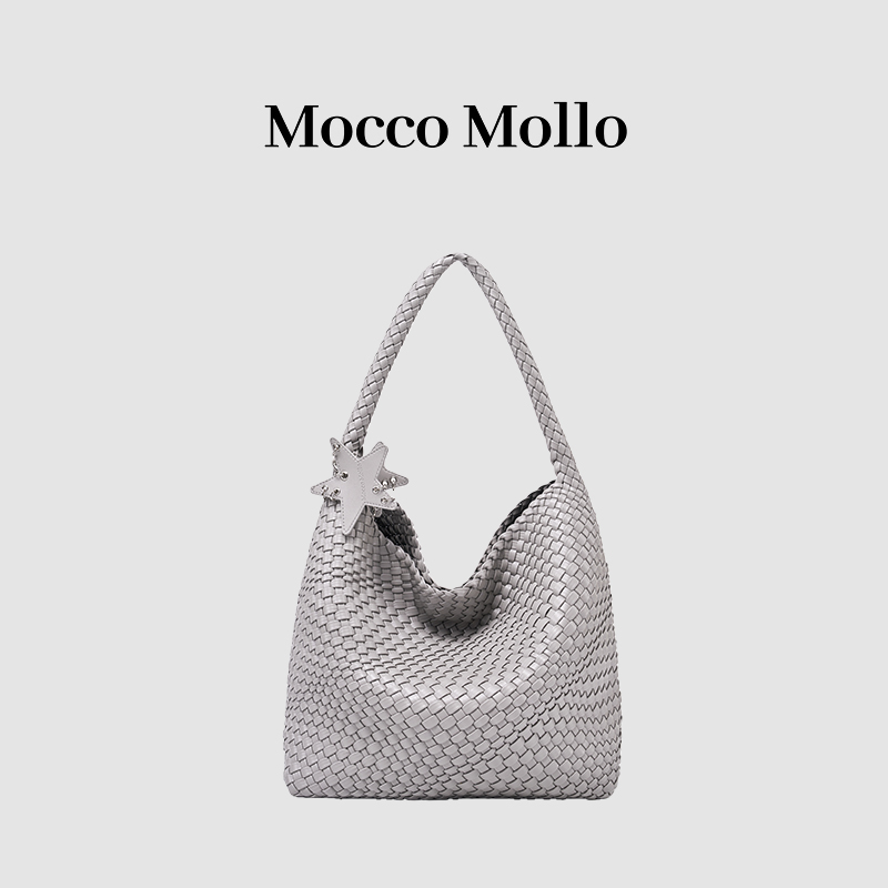 MoccoMollo2025新款托特大容量编织包通勤百搭女包