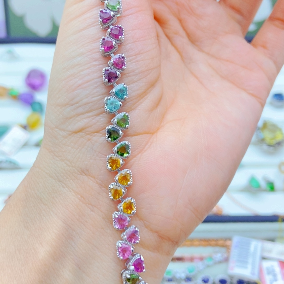 银S925镶嵌手链碧玺