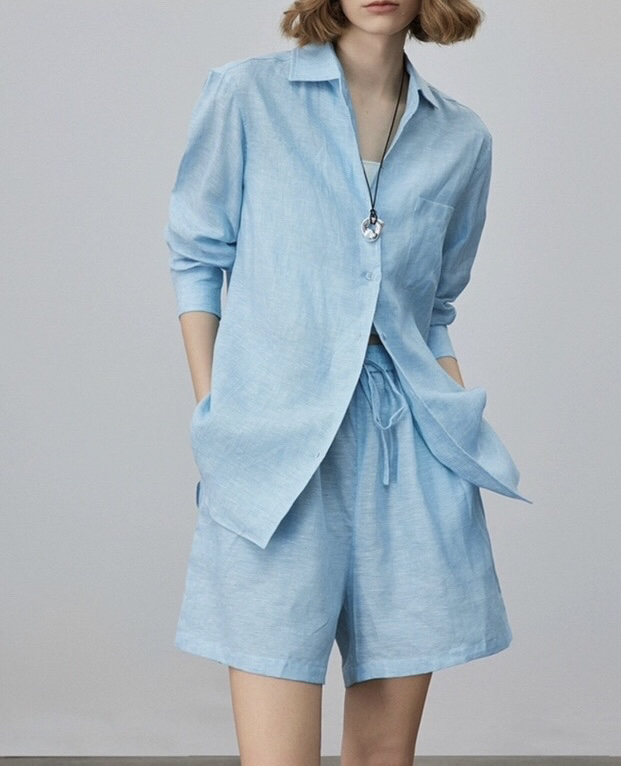 25新款衬衫套装B7018气质时尚休闲夏季薄款宽松韩版春夏小众阔腿