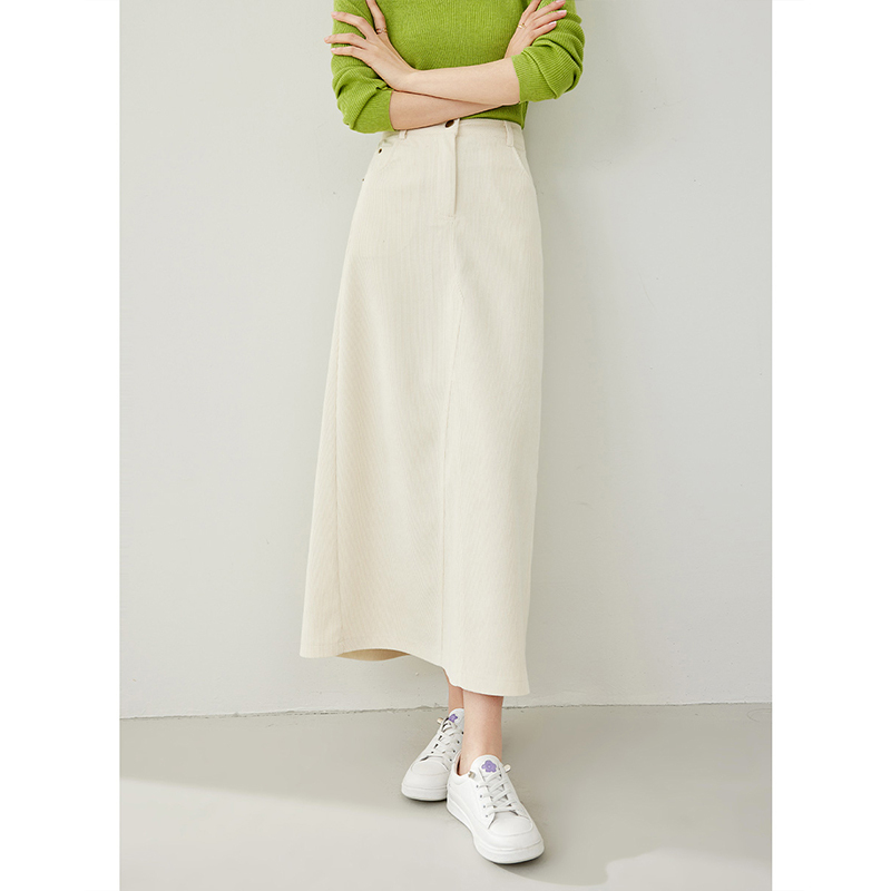 【大叔专属】梵希蔓卡其色法式优雅中腰A字裙女2024年春新款M5769