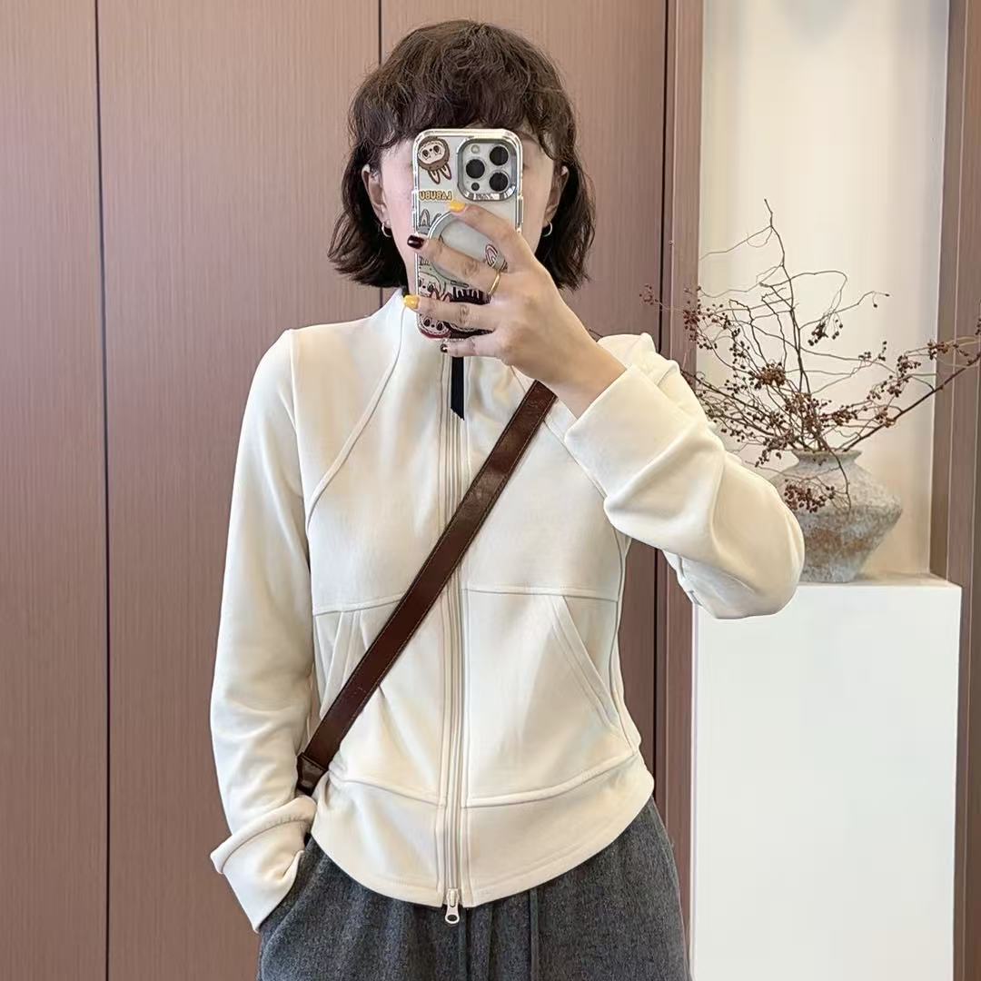 2025新款秋季拉链短款立领卫衣绒衫休闲长袖百搭宽松女士上衣