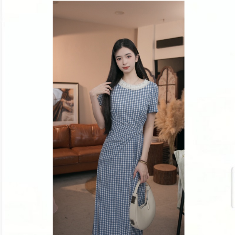 【品牌撤柜款ZB】夏季气质复古格子连衣裙DYL6617871-2